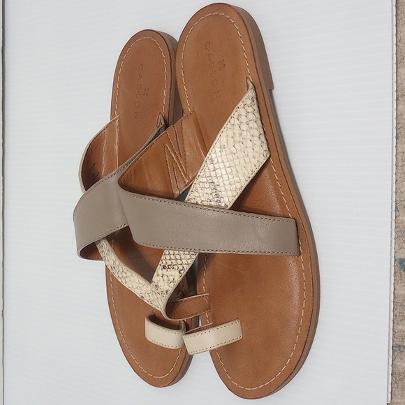 CASLON Oskar Flat Leather Slide Sandals - Picture 4 of 9